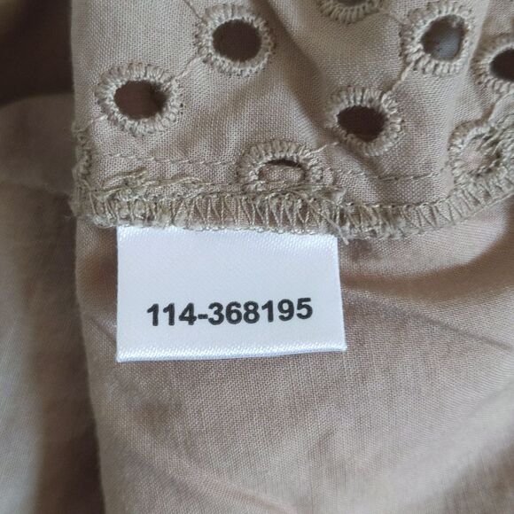 LOFT khaki green tank top, eyelet detail front, solid back, size S - Picture 7 of 7